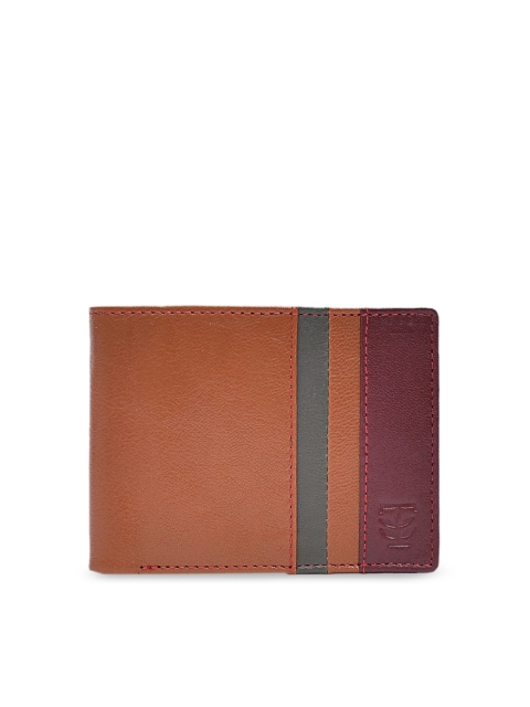 TRENDERS Men Camel Brown Solid Leather Two Fold Wallet