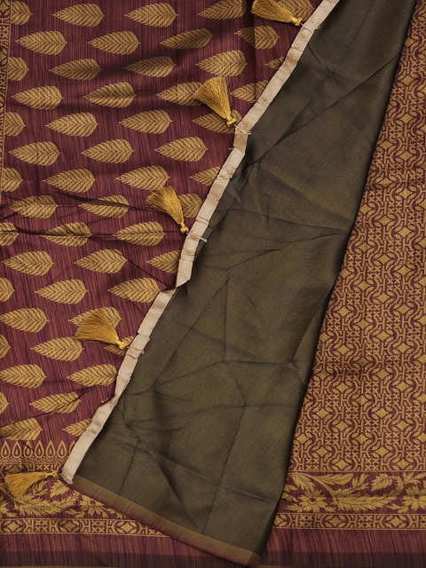 Pothys Maroon Woven Design Jute Silk Saree
