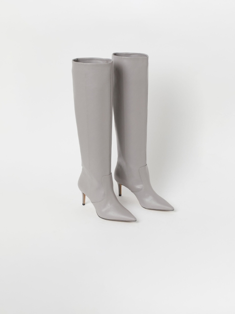 H&M Women Grey Solid Knee-High Boots