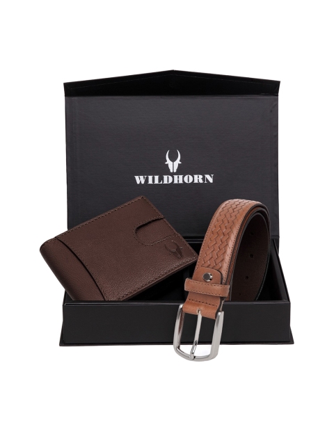 WildHorn Men Brown RFID Protected Genuine Leather Accessory Gift Set