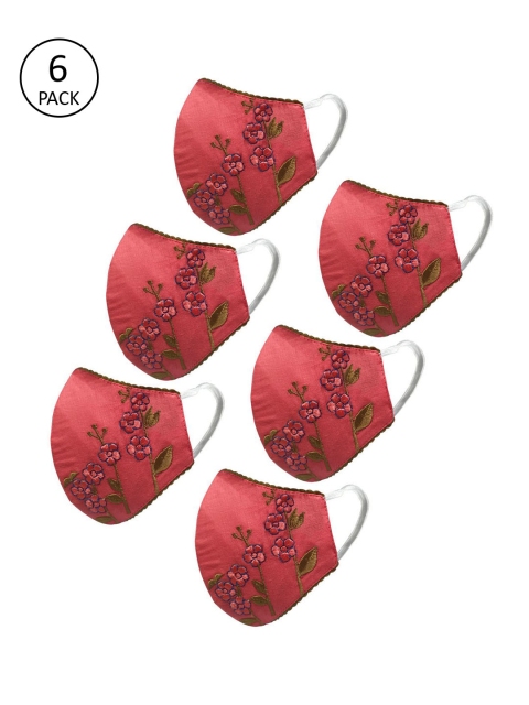 nestroots Unisex 2Ply 6Pcs Protective Outdoor Face Masks, Red