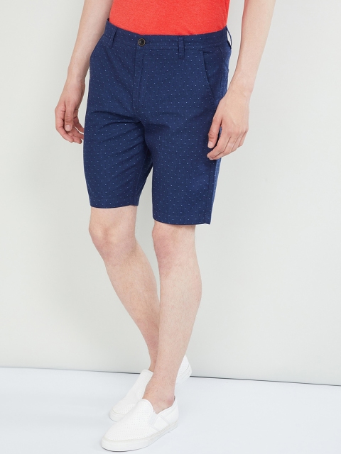 max Men Blue Self Design Regular Shorts