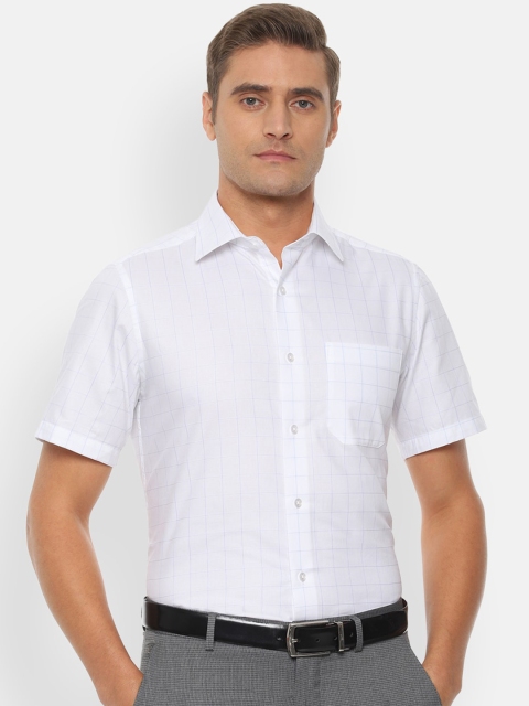 Louis Philippe Men White Regular Fit Checked Formal Shirt