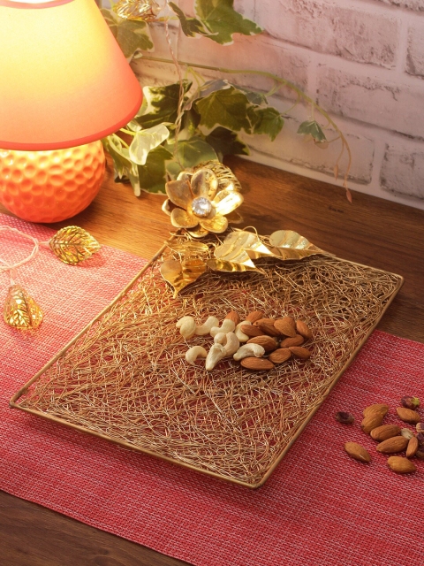 Aapno Rajasthan Yellow Textured Metal Tray