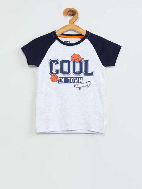 max Boys Grey Printed Round Neck T-shirt