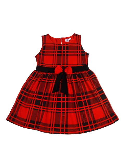 POMY & JINNY Girls Red & Black Checked Fit and Flare Dress