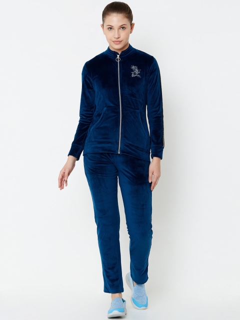 Sweet Dreams Women Navy Blue Solid Tracksuit