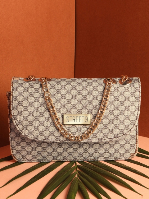 STREET 9 Brown & Grey Textured Envelope Clutch