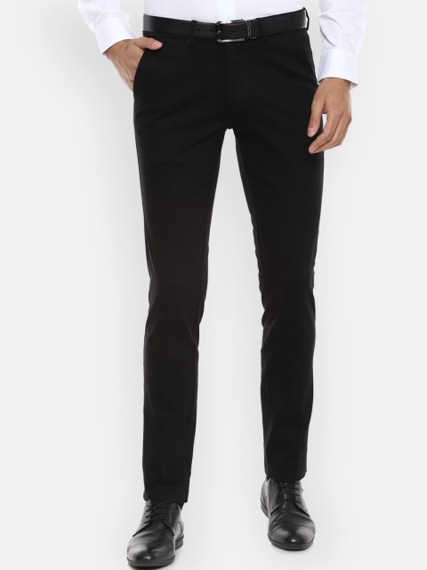 Van Heusen Men Black Slim Fit Solid Formal Trousers