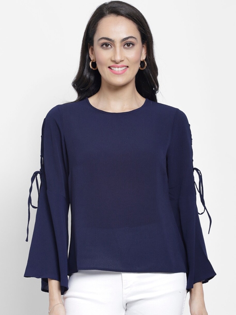 NIXX Women Navy Blue Solid Top