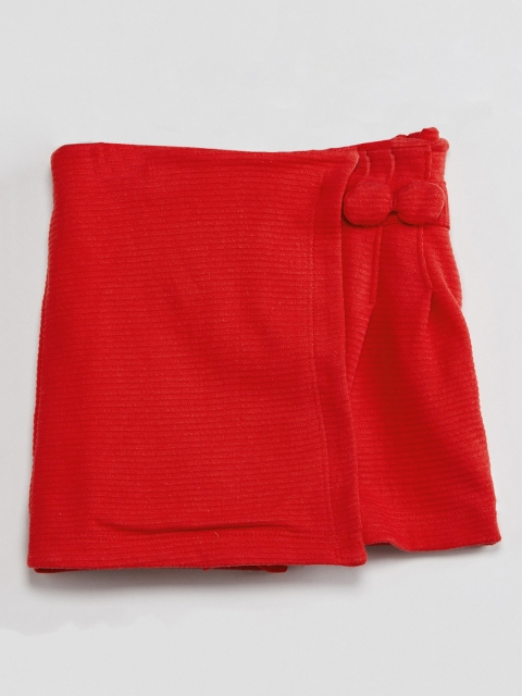 max Girls Red Solid Skirt