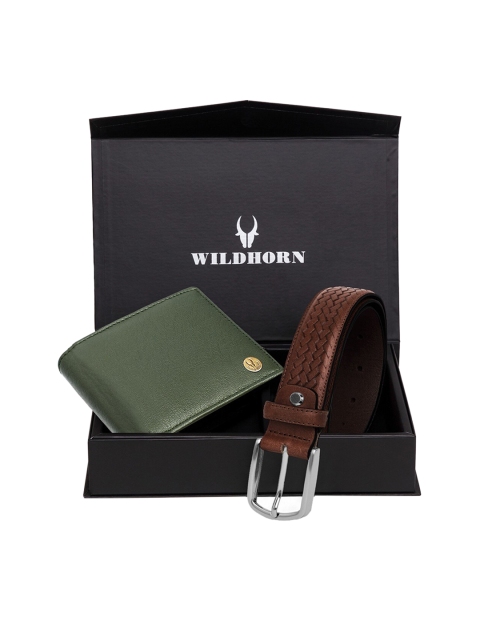 WildHorn Men Green & Brown Textured RFID Protected Genuine Leather Accessory Gift Set
WildHorn Men Green & Brown Textured RFID Protected Genuine Leather Accessory Gift Set
