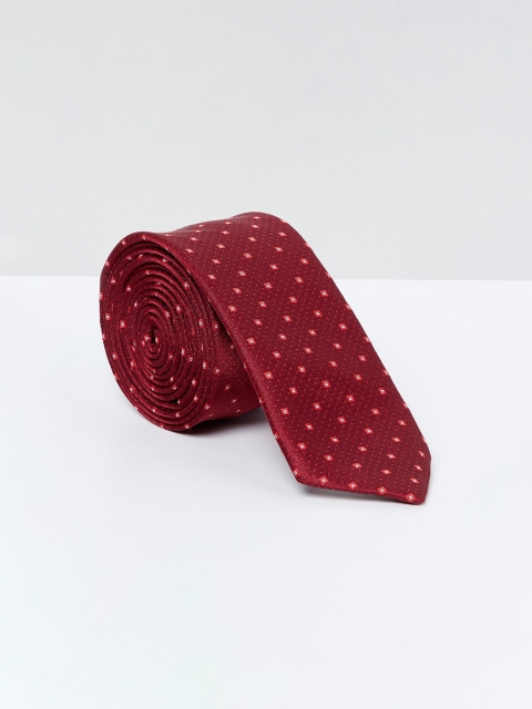 max Maroon Woven Design Broad Tie