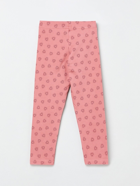 max Girls Pink Printed Ankle-Length Leggings