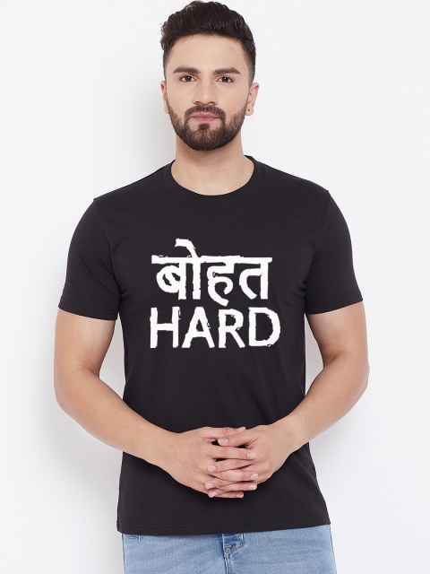 wesquare Men Black Printed Round Neck T-shirt