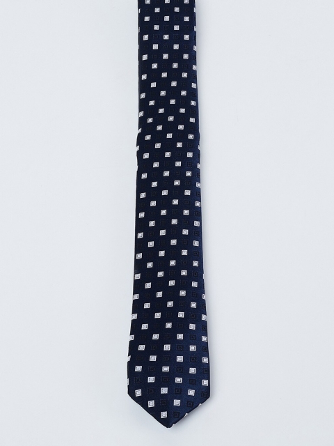 max Navy Blue Printed Skinny Tie