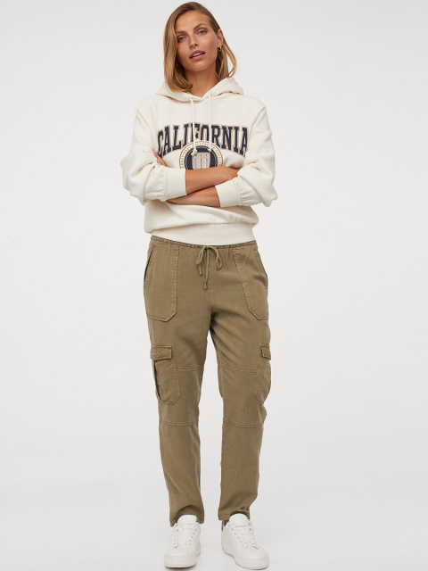 H&M Women Olive Green Pull-On Trousers