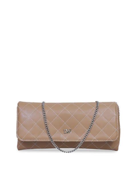Diwaah Beige Solid Foldover Clutch