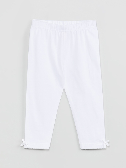 max Girls White Solid Ankle-Length Leggings