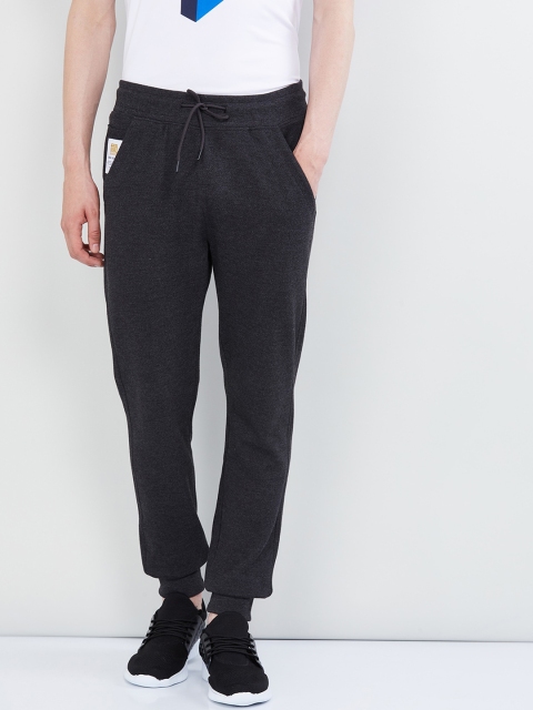 max Men Grey Solid Straight-Fit Joggers