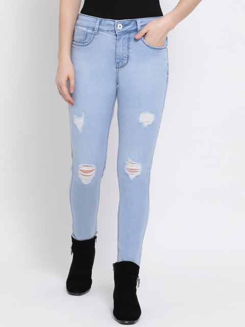Code 61 Women Blue Skinny Fit Mid-Rise Highly Distressed Stretchable Jeans