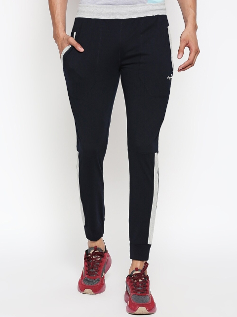 FiTZ Men Navy Blue Solid Bio-Wash Slim Fit Joggers