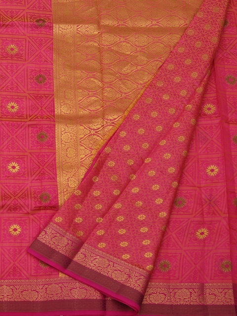 Pothys Magenta Printed Jute Silk Saree