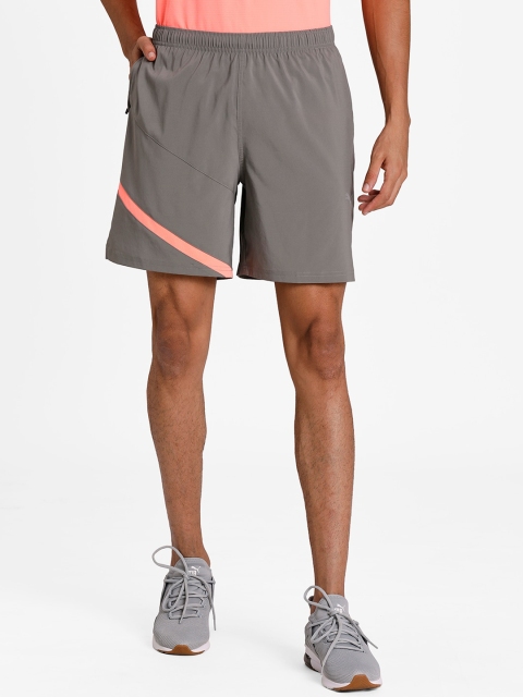 Puma Men Grey & Pink Colourblocked Sports Shorts
