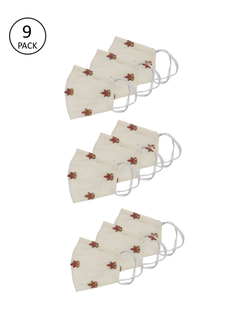 Bellofox Women Pack of 9 Off-White 3-Ply Reusable Outdoor Mask