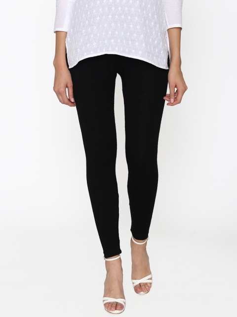 Vami Women Black Solid Ankle-Length Leggings