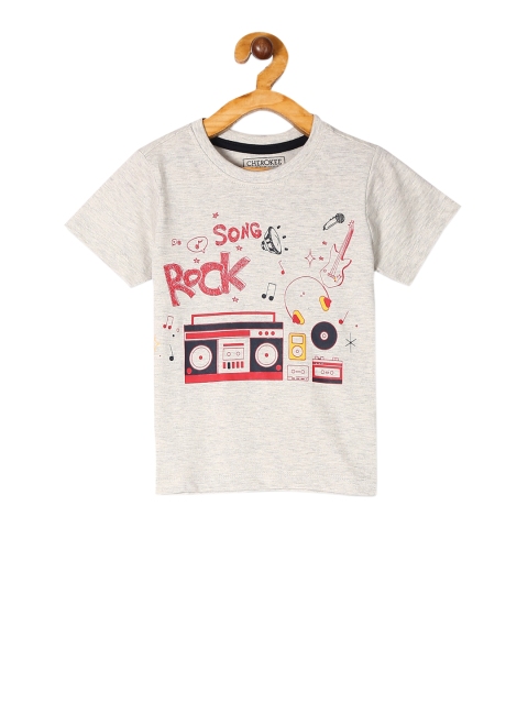 Cherokee Boys Grey Printed Round Neck T-shirt