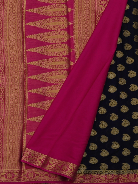 Pothys Navy Blue & Pink Poly Georgette Printed Saree