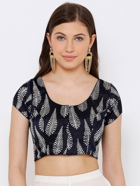 SALWAR STUDIO Women Navy Blue & Silver-Coloured Printed Readymade Saree Blouse
SALWAR STUDIO Women Navy Blue & Silver-Coloured Printed Readymade Saree Blouse