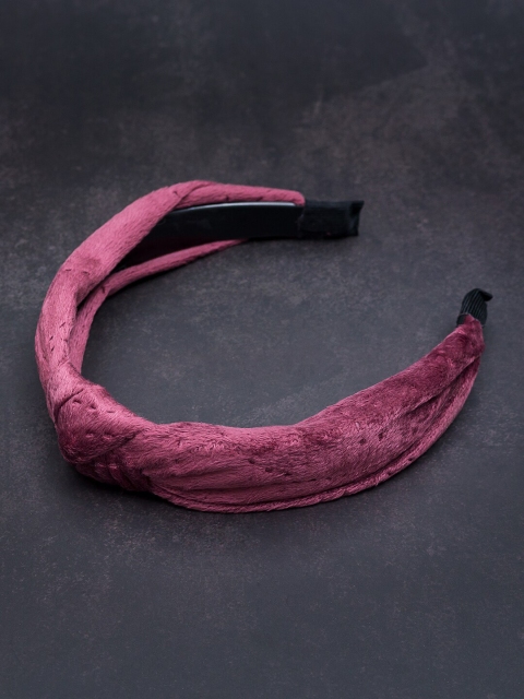 Golden Peacock Women Magenta Fur Hairband
