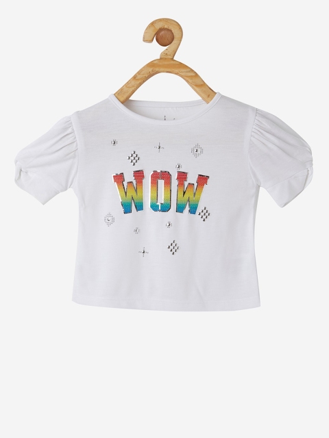 VITAMINS Girls White Printed Top