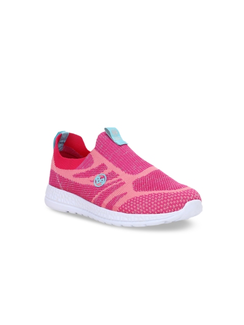 Bubblegummers Girls Pink Woven Design Slip-On Sneakers