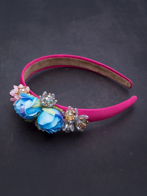 Golden Peacock Pink Embellished Hairband