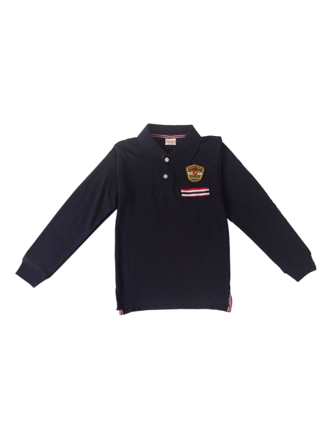 RAINE AND JAINE Boys Navy Blue Solid Polo Collar T-shirt