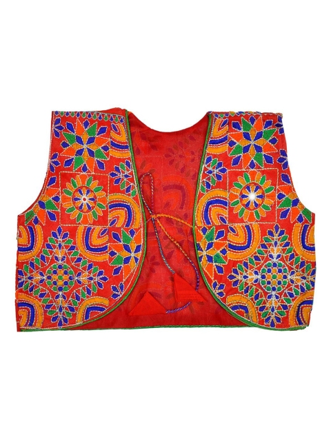 BANJARA INDIA Girls Red & Yellow Embroidered Bolero Jacket