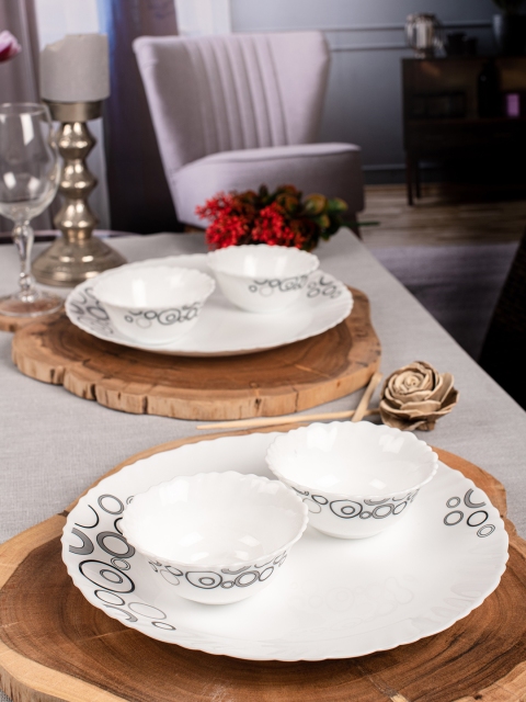 Laopala White & Grey 19 Pcs Printed Dinner Set
