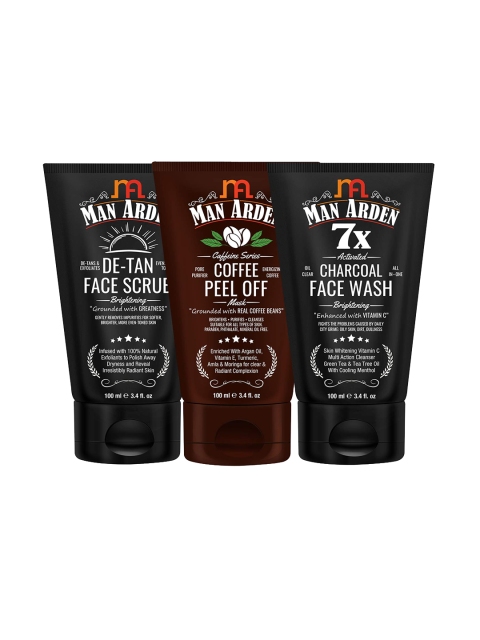 Man Arden Men Brightening Combo De Tan Face Scrub Coffee Peel Off Mask Charcoal Face Wash, Black
Man Arden Men Brightening Combo De Tan Face Scrub Coffee Peel Off Mask Charcoal Face Wash, Black