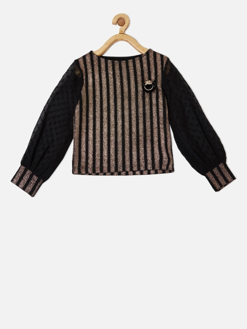 VITAMINS Girls Black Striped Top