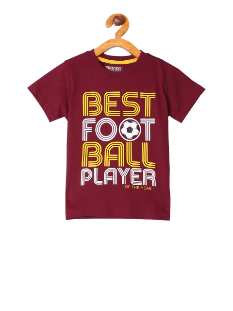 Cherokee Boys Maroon Printed Round Neck T-shirt
