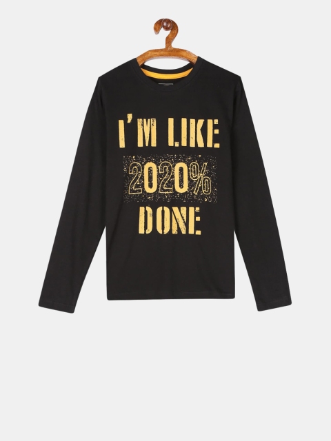 Cherokee Boys Black Printed Round Neck T-shirt