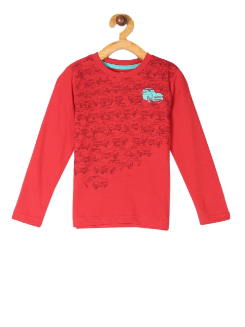 Cherokee Boys Red Printed Round Neck T-shirt