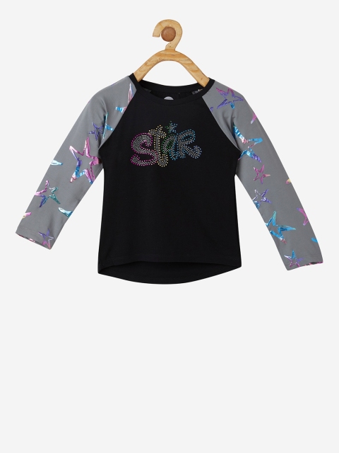 VITAMINS Girls Black Embellished Top