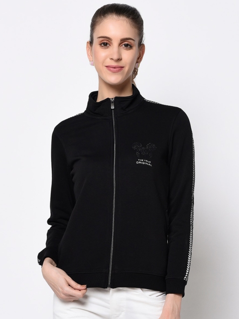 METTLE Women Black Printed Sweatshirt
