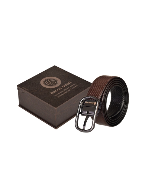 bacca bucci Men Black & Brown Textured Leather Belt