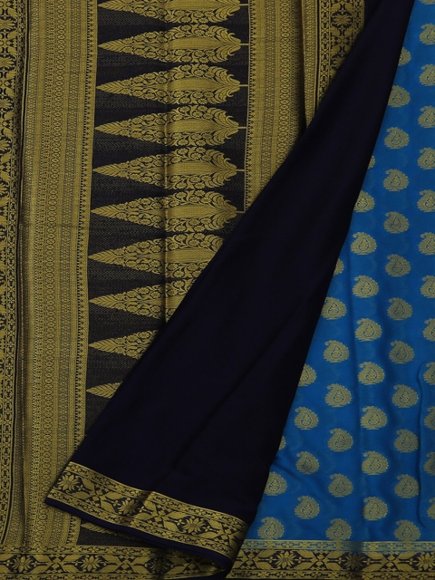 Pothys Blue Woven Design Poly Georgette Saree