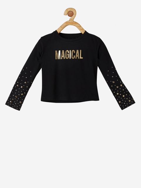 VITAMINS Girls Black Embellished Top